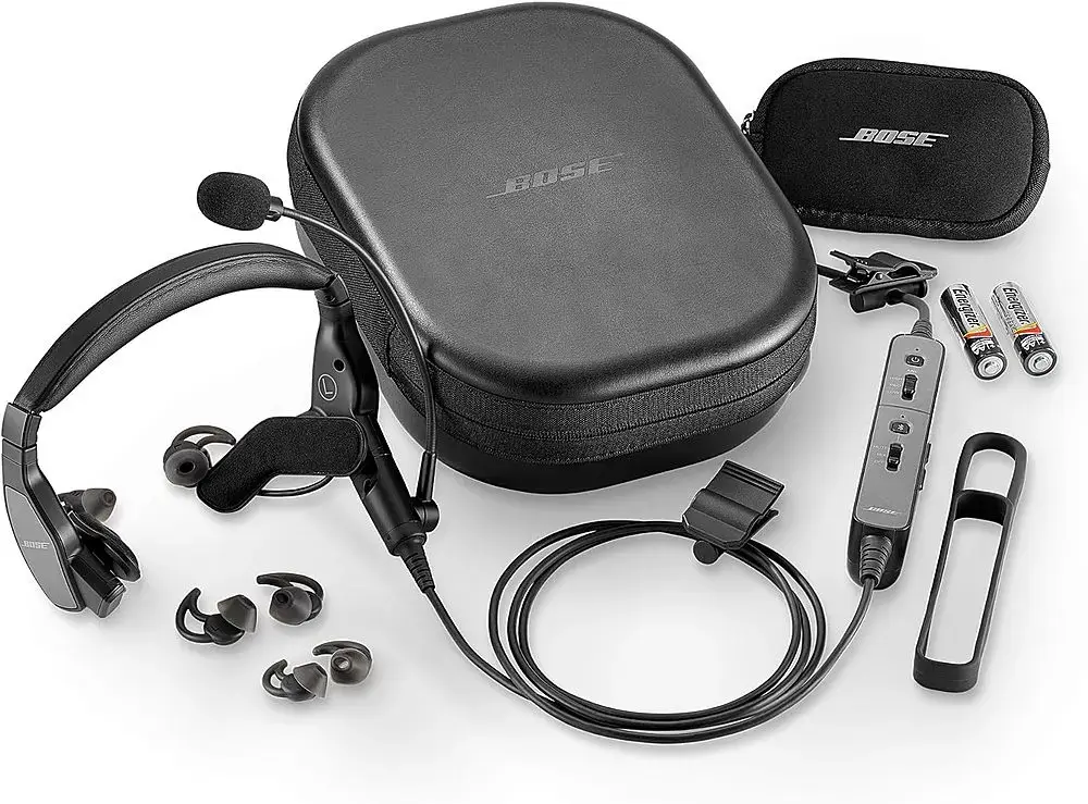 Bose - ProFlight Series 2 Bluetooth Noise-Cancelling In-Ear Aviation Headset - Black-Black