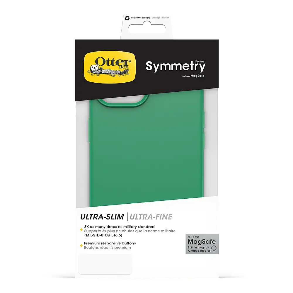 OtterBox - Symmetry Series Hard Shell for MagSafe for Apple iPhone 15, Apple iPhone 14, and Apple iPhone 13 - Green Juice