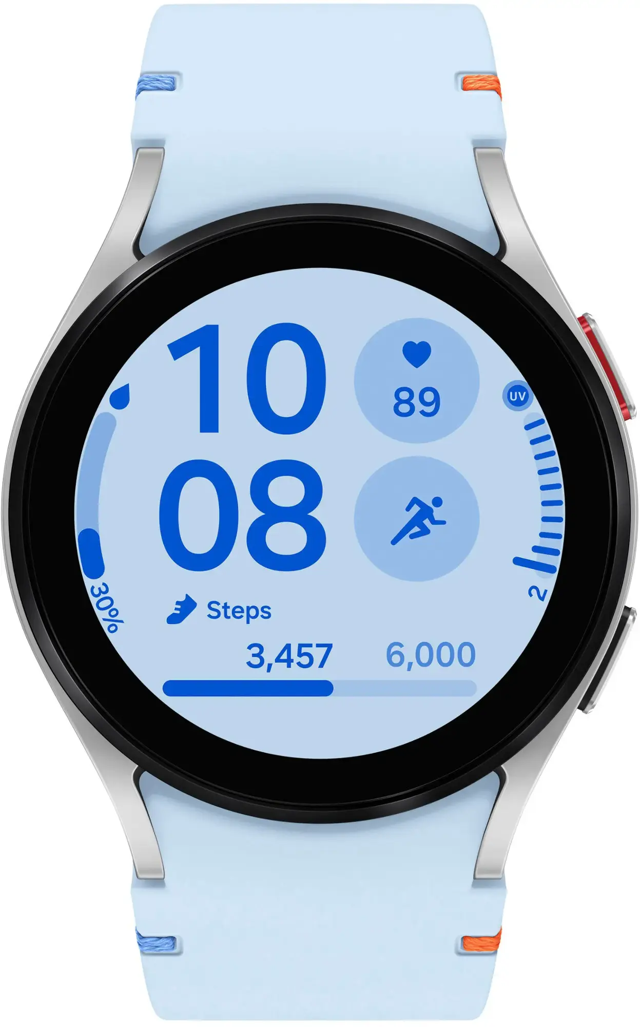 Samsung - Galaxy Watch FE Smartwatch 40mm BT with Blue Band - Silver