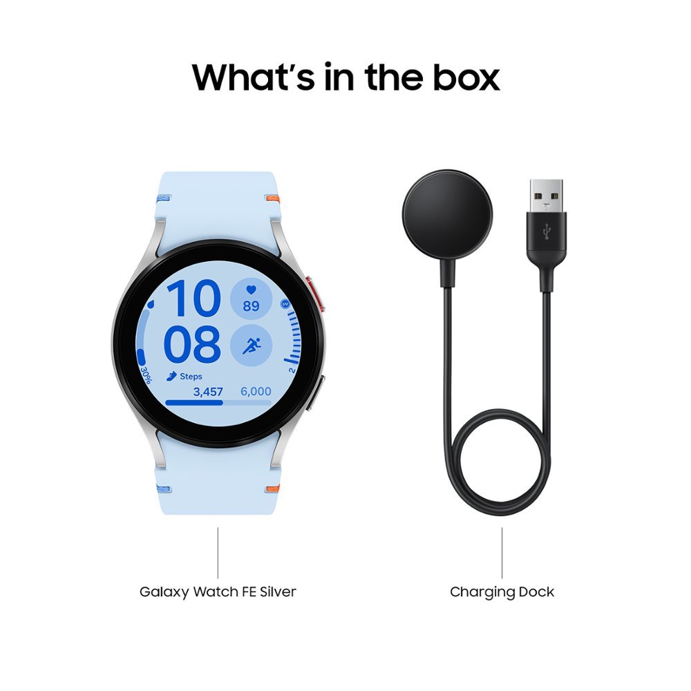 Samsung - Galaxy Watch FE Smartwatch 40mm BT with Blue Band - Silver