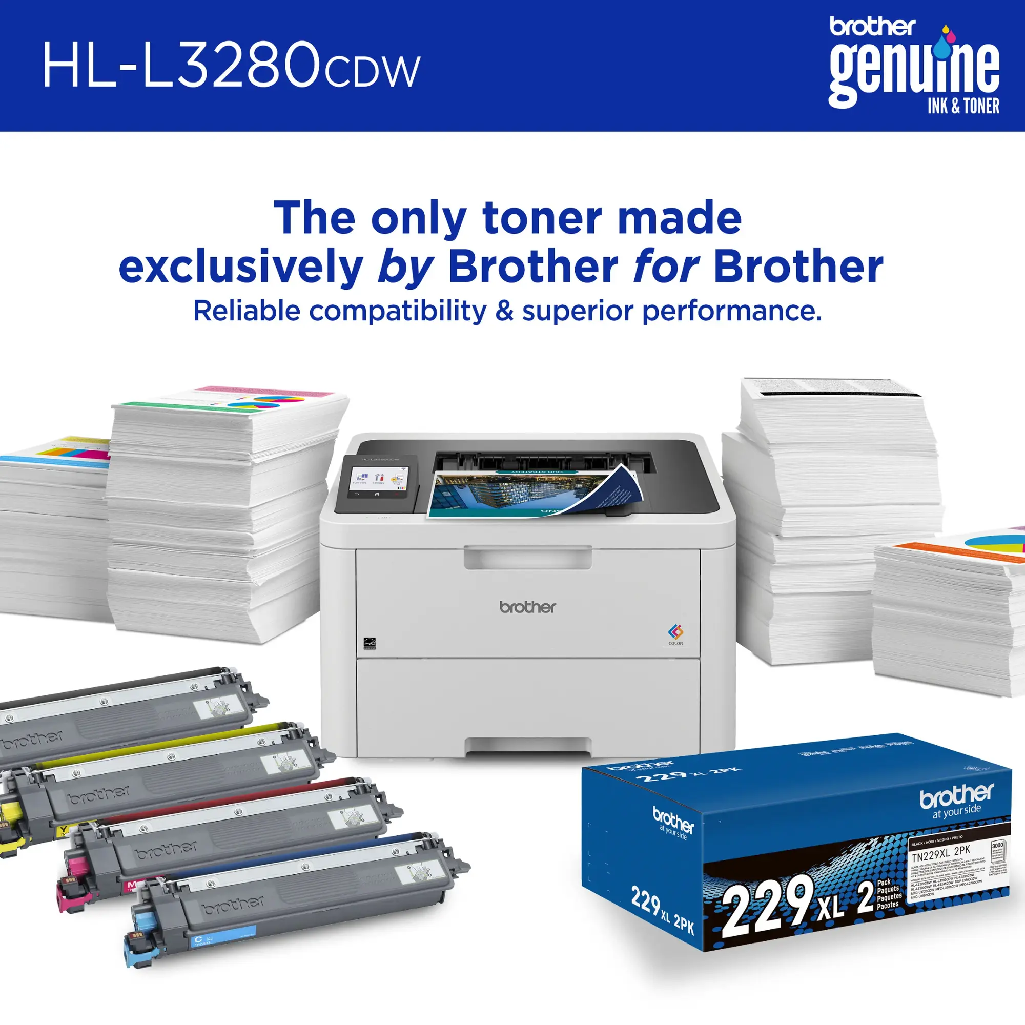 Brother - HL-L3280CDW Wireless Digital Color Printer with Laser Quality Output and Refresh Subscription Eligibility - White