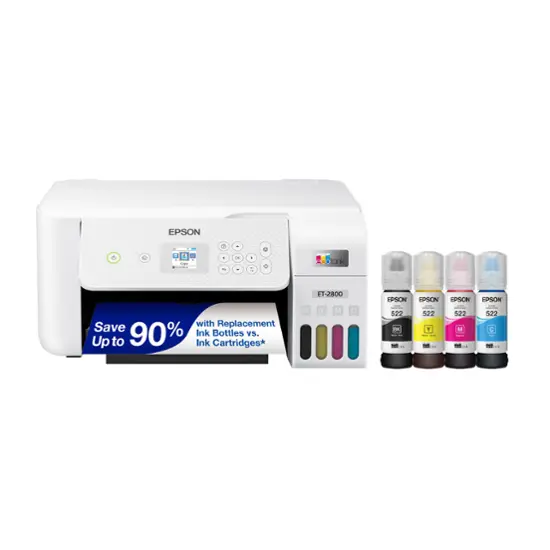 Epson - EcoTank ET-2800 Wireless All-in-One Supertank Inkjet Printer - White-White