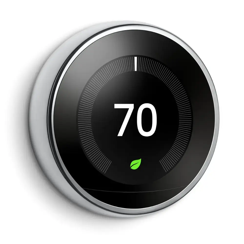 Google - Nest Learning Smart Wi fi Thermostat - Polished Steel-Silver