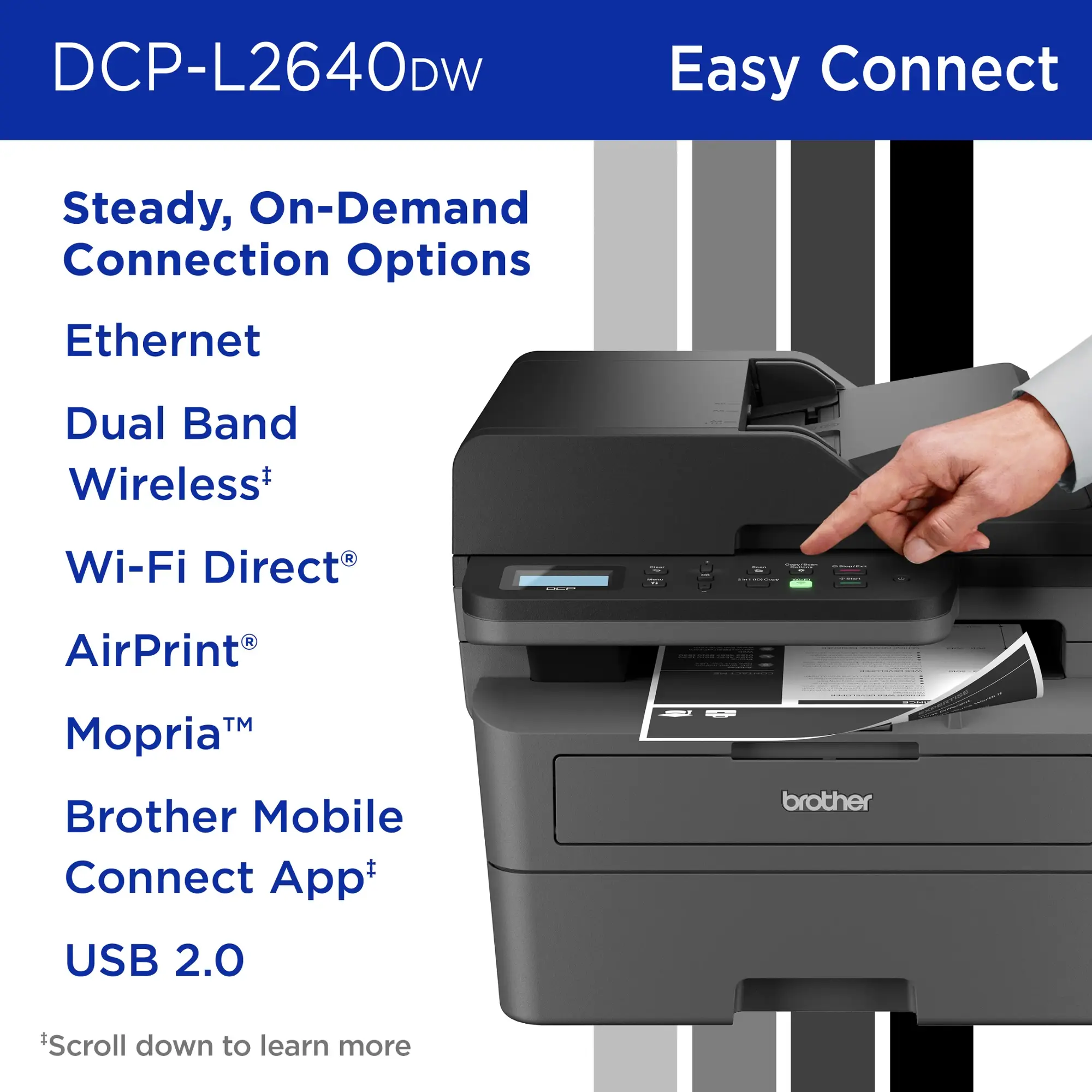 Brother - DCP-L2640DW Wireless Black-and-White Refresh Subscription Eligible 3-in-1 Laser Printer - Gray