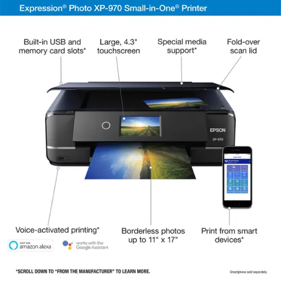 Epson - Expression Photo XP-970 Wireless All-In-One Printer - Black-Black