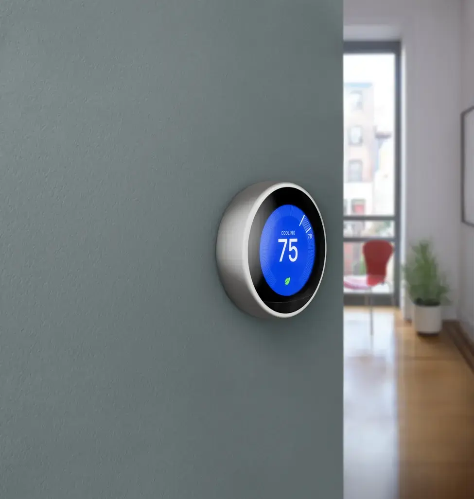 Google - Nest Learning Smart Wi fi Thermostat - Polished Steel-Silver