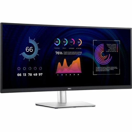 Dell - 34.1" IPS LED Curved 120Hz Monitor (USB, HDMI) - Black, Silver, Multicolor-34.1 inches-Black