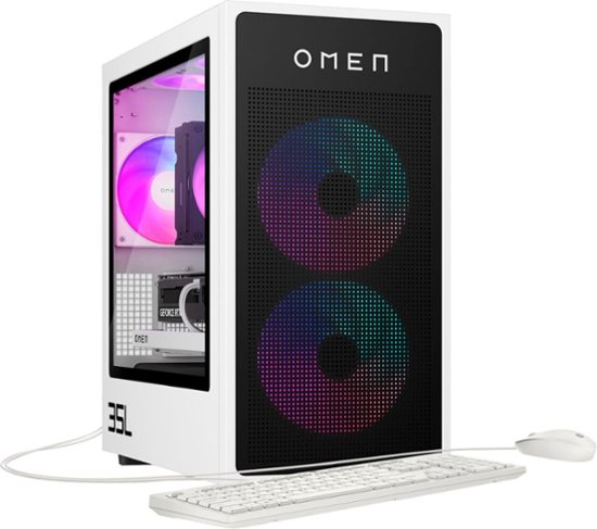 HP OMEN - 35L Gaming Desktop - AMD Ryzen 7 8700G - 32GB DDR5 Memory - NVIDIA GeForce RTX 4080 SUPER - 2TB SSD - White/Black