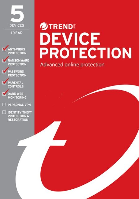 Trend Micro - Device Protection (5-Device) (2-Year Subscription) - Android, Apple iOS, Chrome, Mac OS, Windows [Digital]