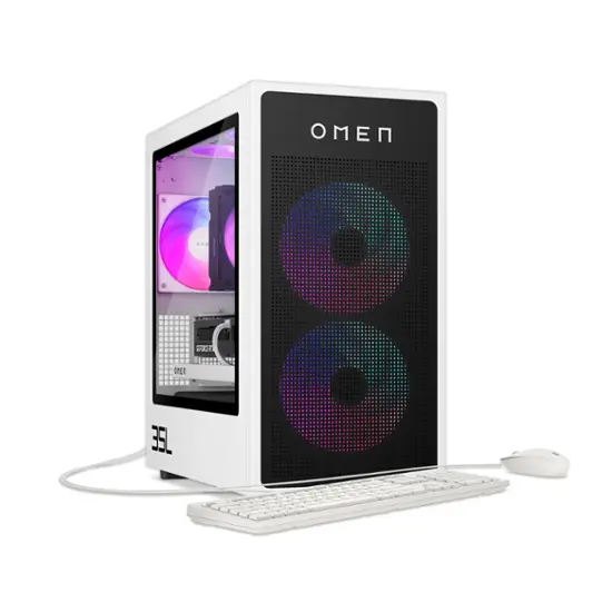 HP OMEN - 35L Gaming Desktop - AMD Ryzen 5 8500G - 16GB DDR5 Memory - NVIDIA GeForce RTX 4060 - 1TB SSD - White/Black-AMD Ryzen 5 8000 Series-16 GB Memory-1 TB-White/Black