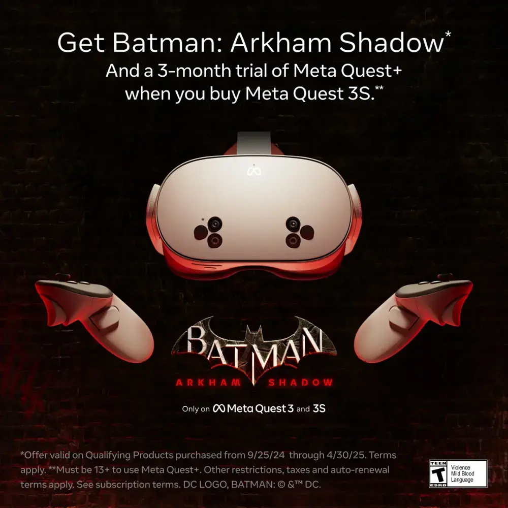 Meta Quest 3S 256GB — Get Batman: Arkham Shadow and a 3-Month Trial of Meta Quest+ Included — All-In-One Headset - White