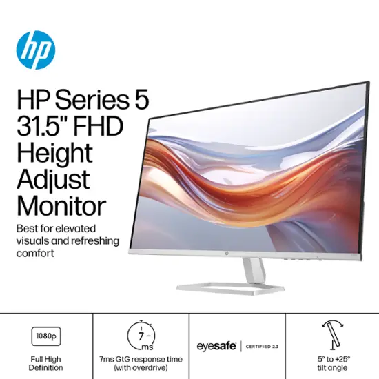 HP - 31.5" VA LED FHD 100Hz Monitor (HDMI, VGA) - Silver & Black-31.5 inches-Silver & Black