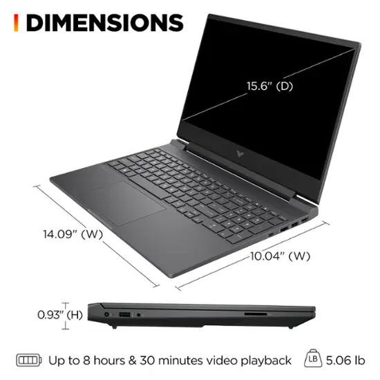 HP - Victus 15.6" Full HD Gaming Laptop - AMD Ryzen 5-7535HS - 8GB DDR5 Memory - AMD Radeon RX 6550M - 512GB SSD - Mica Silver-15.6 inches-AMD Ryzen 5 7000 Series-8 GB Memory-512 GB-Mica Silver