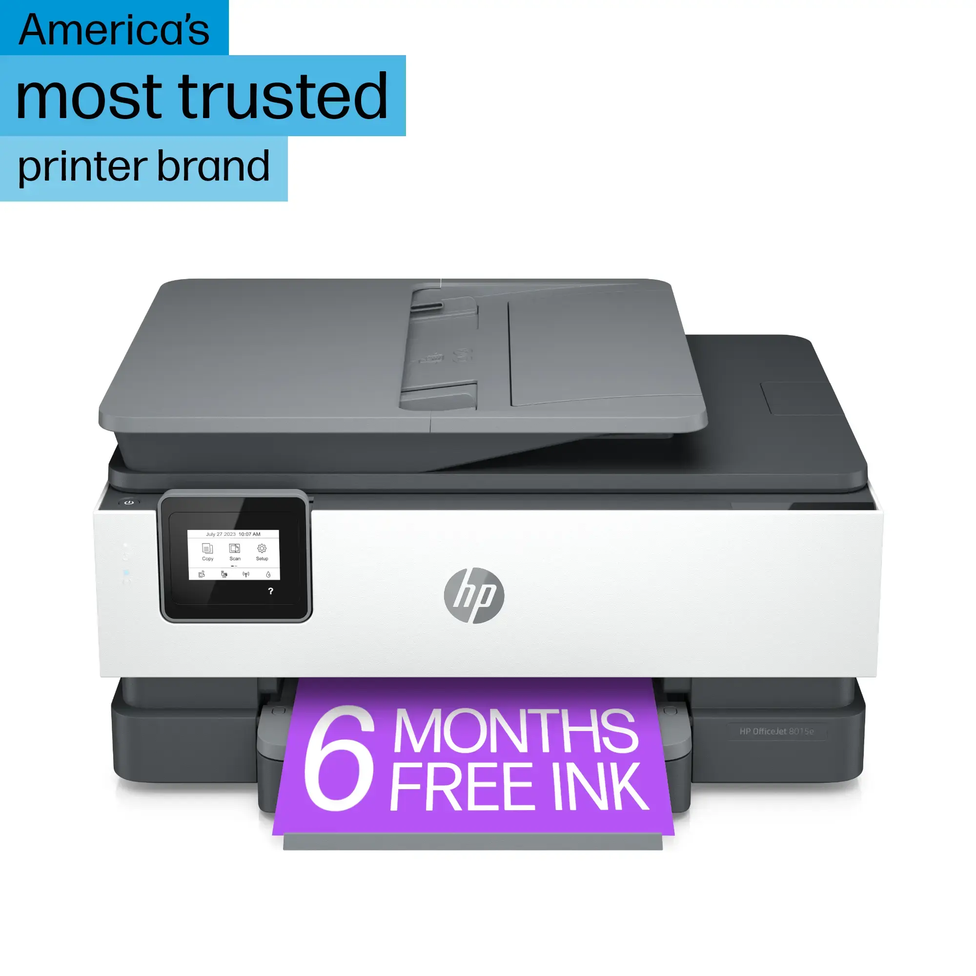 HP - OfficeJet 8015e Wireless All-In-One Inkjet Printer with 6 months of Instant Ink Included with HP+ - White-White