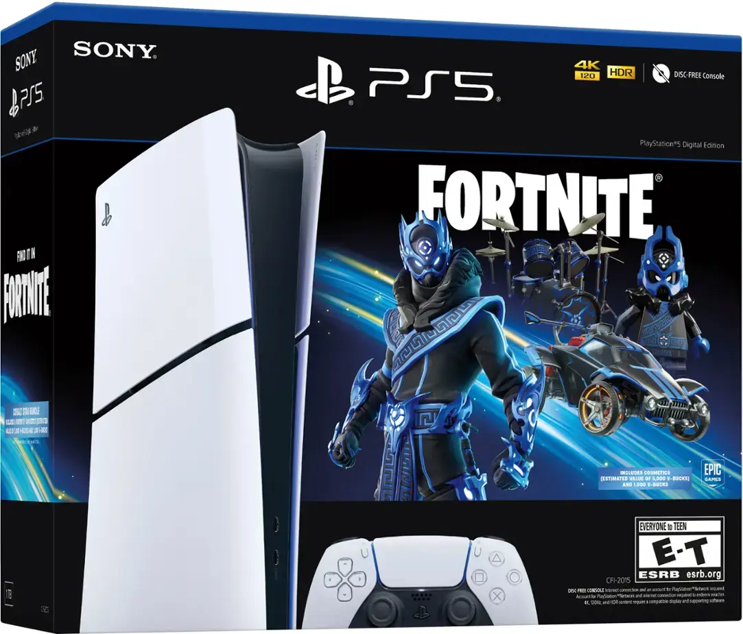 Sony - PlayStation 5 Slim Console Digital Edition - Fortnite Cobalt Star Bundle - White