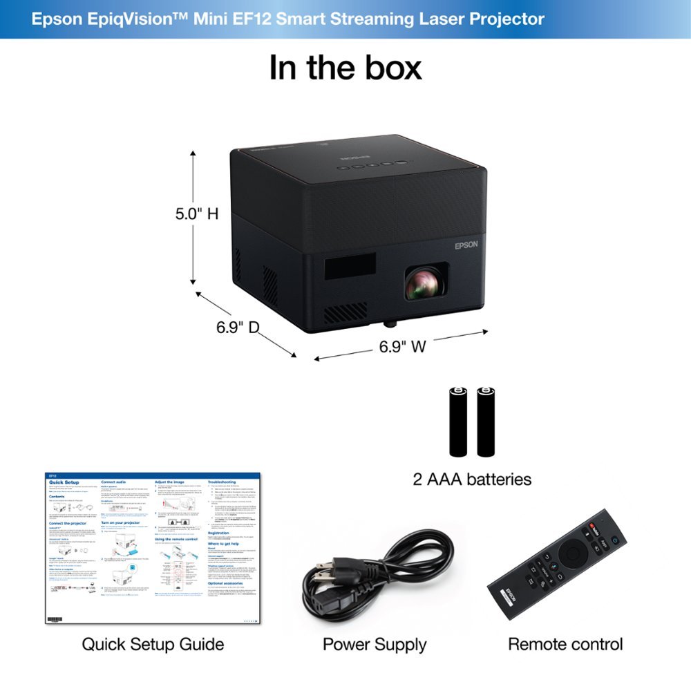 Epson - EpiqVision Mini EF12 Smart Streaming Laser Projector (Refurbished) - Black-Black