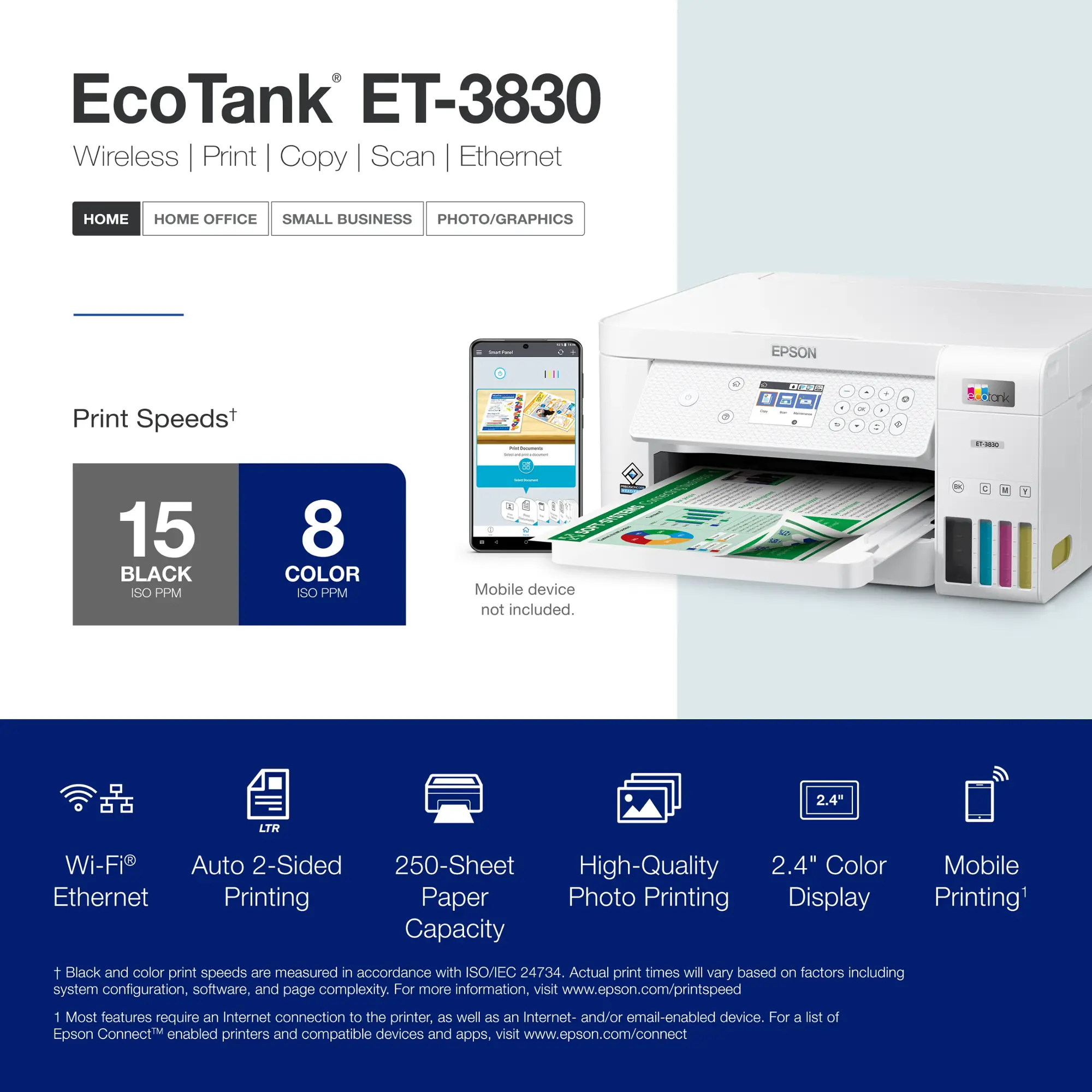 Epson - EcoTank ET-3830 All-in-One Supertank Inkjet Printer - White-White