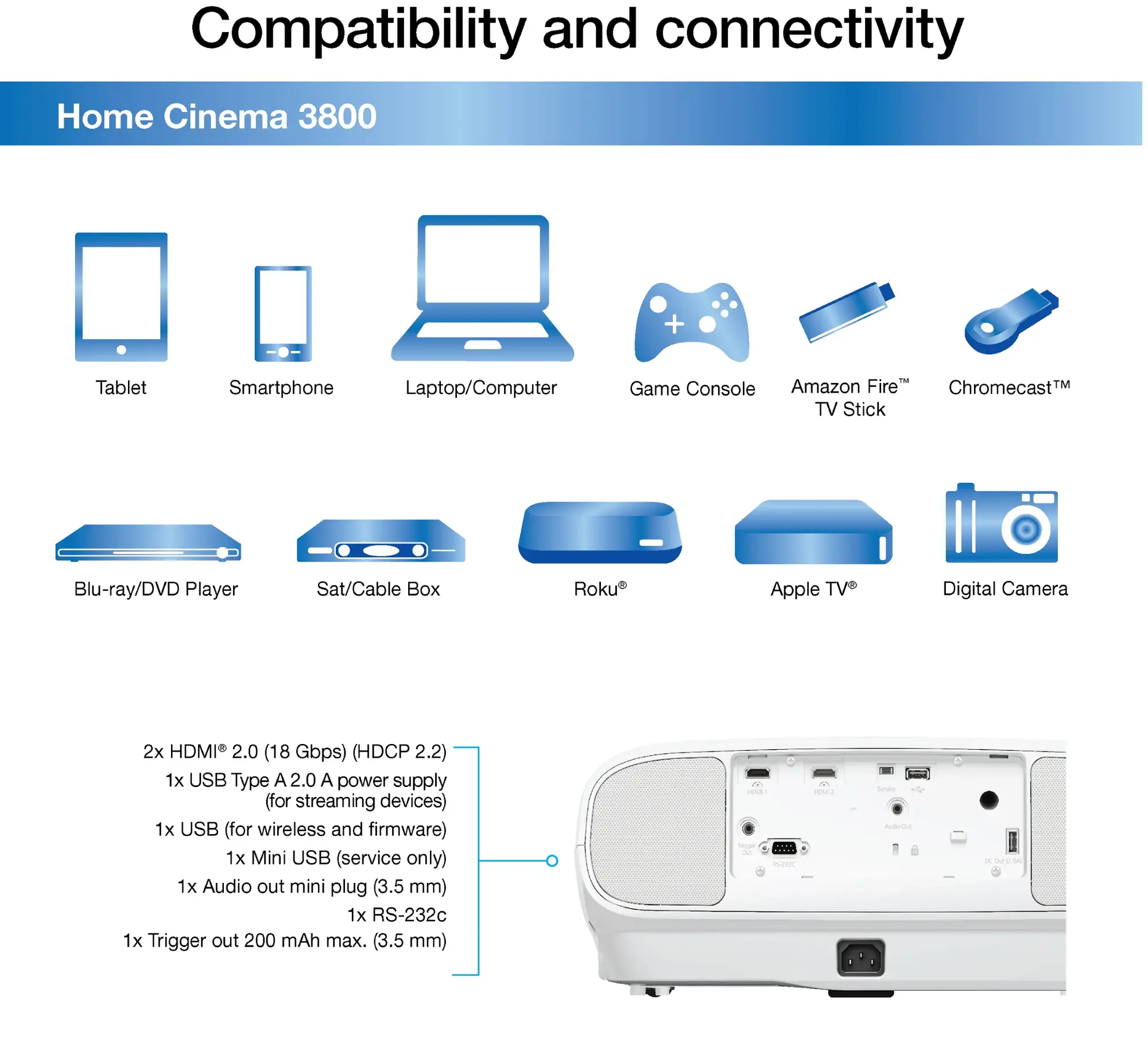 Epson - Home Cinema 3800 4K 3LCD Projector with High Dynamic Range - White-White