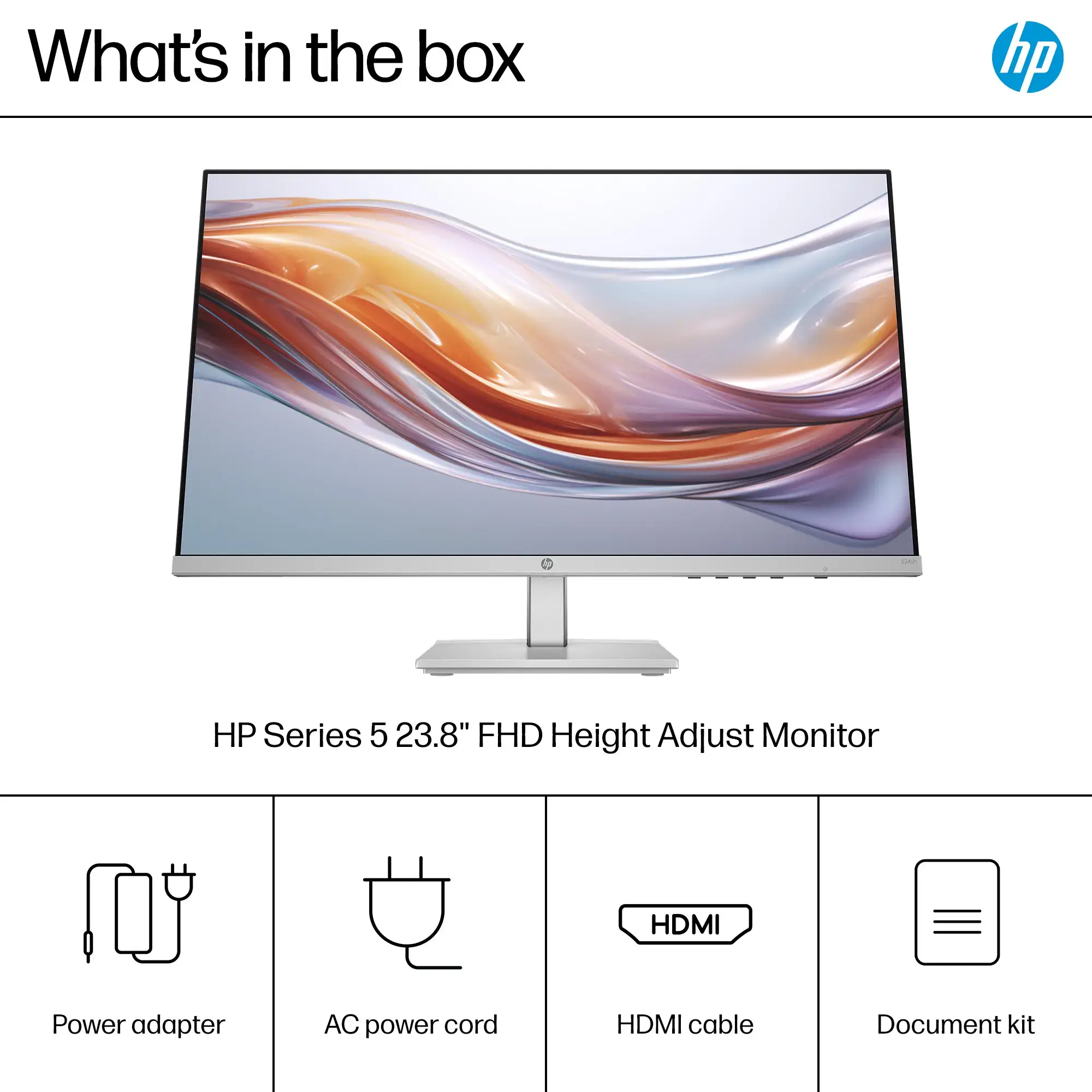 HP - 23.8" IPS LED FHD 100Hz Monitor with Adjustable Height (HDMI, VGA) - Silver & Black-23.8 inches-Silver & Black