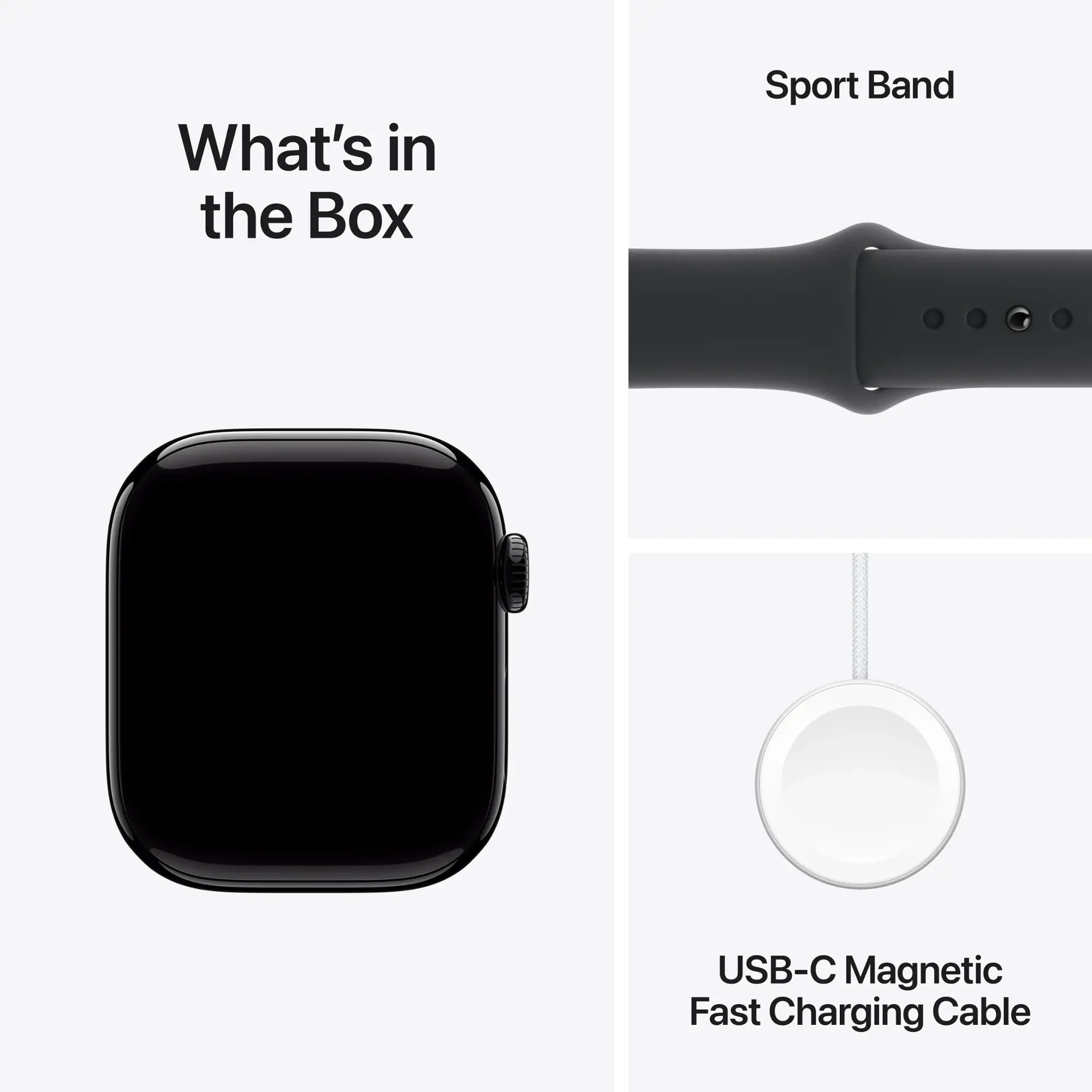 Apple Watch Series 10 (GPS) 42mm Aluminum Case with Black Sport Band - M/L - Jet Black - (2024)