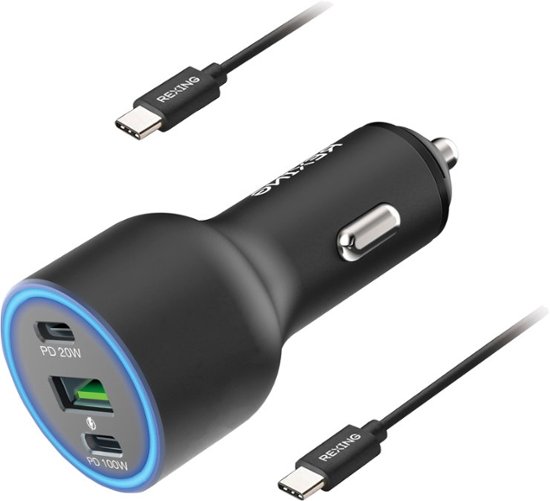 Rexing - 120W Vehicle Quick Charger with 2 USB-C & 1 USB Port Compatible with iPhone and Samsung Note - Gray-Gray