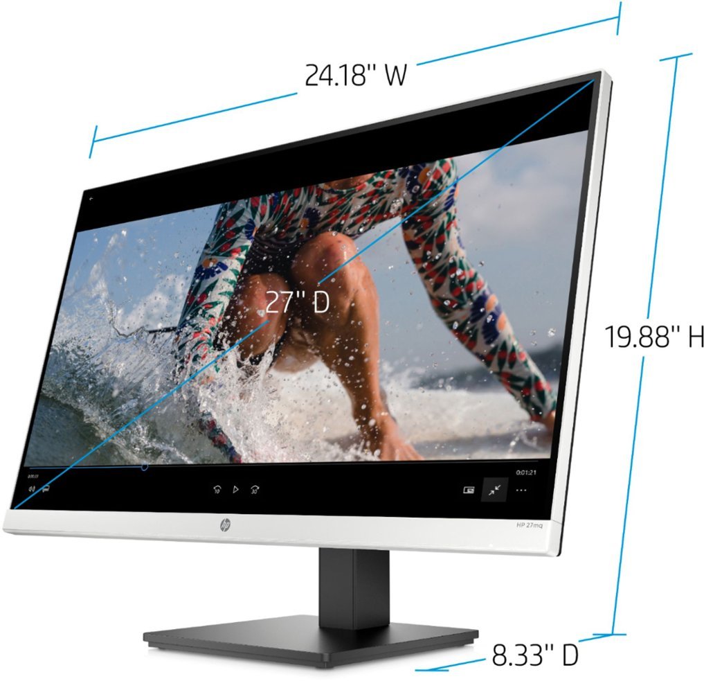 HP - 27" IPS LED QHD Monitor with Adjustable Height (HDMI, VGA) - Silver & Black-Silver & Black