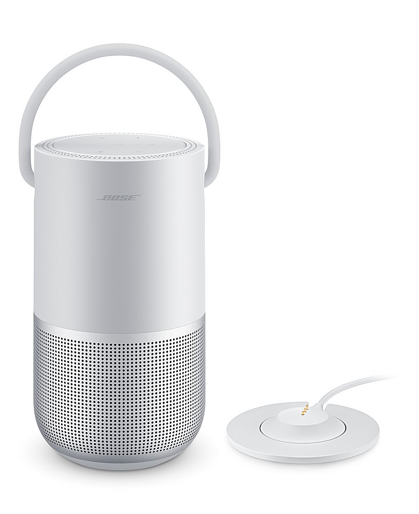 Bose - Portable Smart Speaker with built-in WiFi, Bluetooth, Google Assistant and Alexa Voice Control - Luxe Silver-Luxe Silver