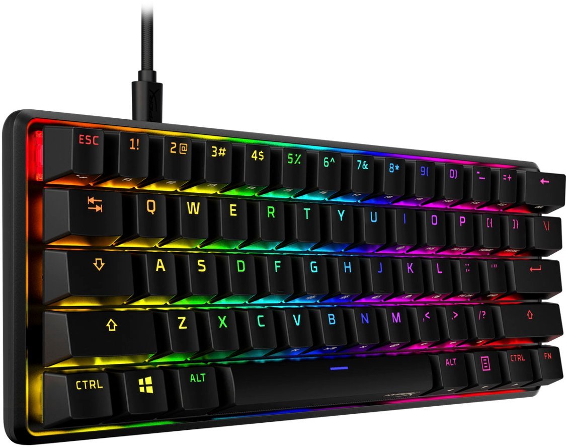 HyperX - Alloy Origins 60% Wired Mechanical Linear Red Switch Gaming Keyboard and RGB Back Lighting - Black-Black
