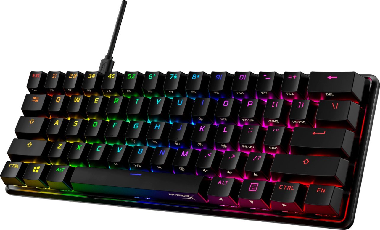 HyperX - Alloy Origins 60% Wired Mechanical Linear Red Switch Gaming Keyboard and RGB Back Lighting - Black-Black