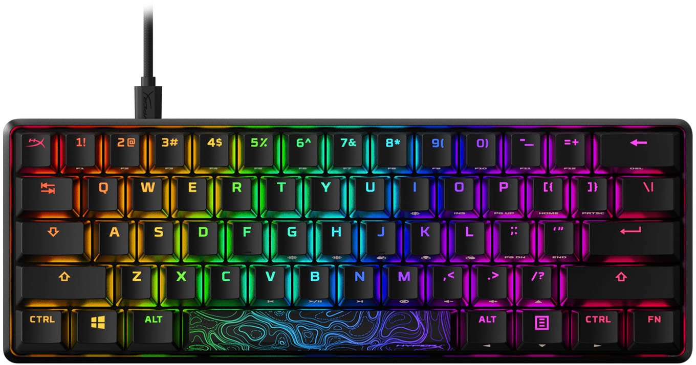 HyperX - Alloy Origins 60% Wired Mechanical Linear Red Switch Gaming Keyboard and RGB Back Lighting - Black-Black