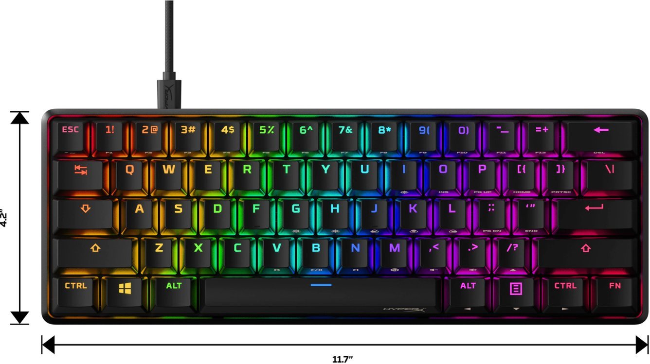 HyperX - Alloy Origins 60% Wired Mechanical Linear Red Switch Gaming Keyboard and RGB Back Lighting - Black-Black