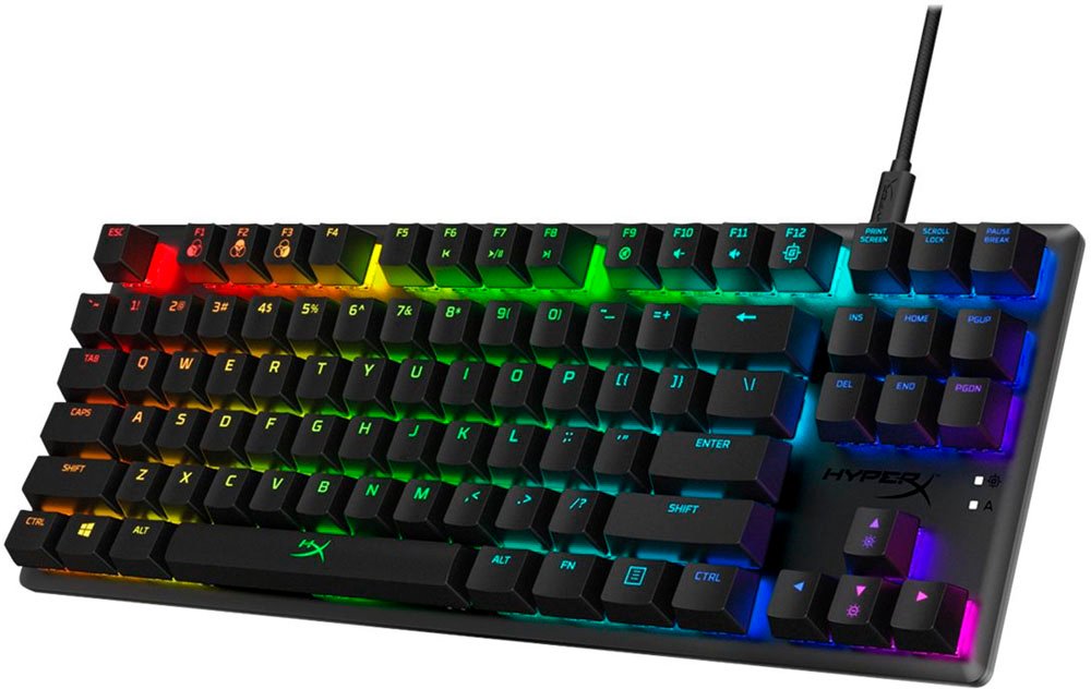 HyperX - Alloy Origins Core TKL Wired Mechanical Tactile Aqua Switch Gaming Keyboard with RGB Back Lighting - Black-Black