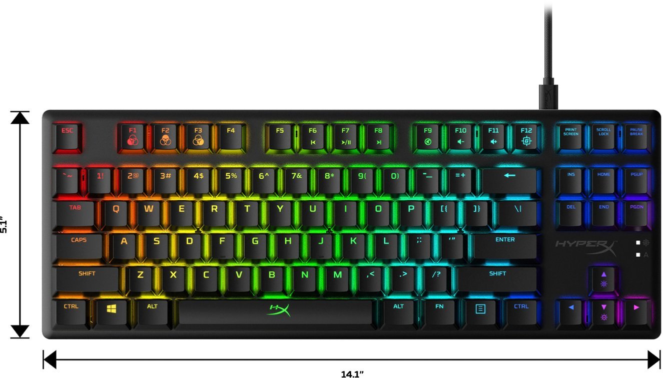 HyperX - Alloy Origins Core TKL Wired Mechanical Tactile Aqua Switch Gaming Keyboard with RGB Back Lighting - Black-Black