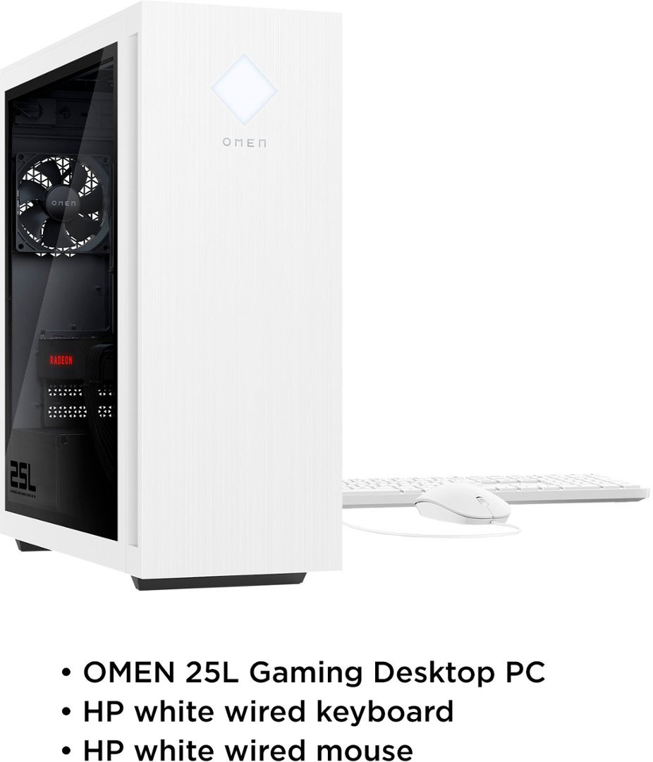 HP OMEN - 25L Gaming Desktop - AMD Ryzen 3 5300G - 8GB DDR4 Memory - AMD Radeon RX 6500XT - 512GB SSD - Ceramic White-AMD Ryzen 3 5000 Series-8 GB Memory-512 GB-Ceramic White
