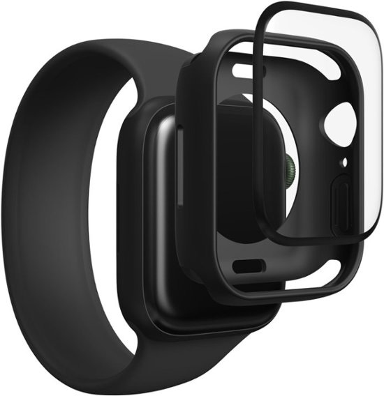 Zagg Invisibleshield Glassfusion 360 Flexible Hybrid Screen Protector Bumper For Apple Watch Series 7 And 8 45Mm Black-Black