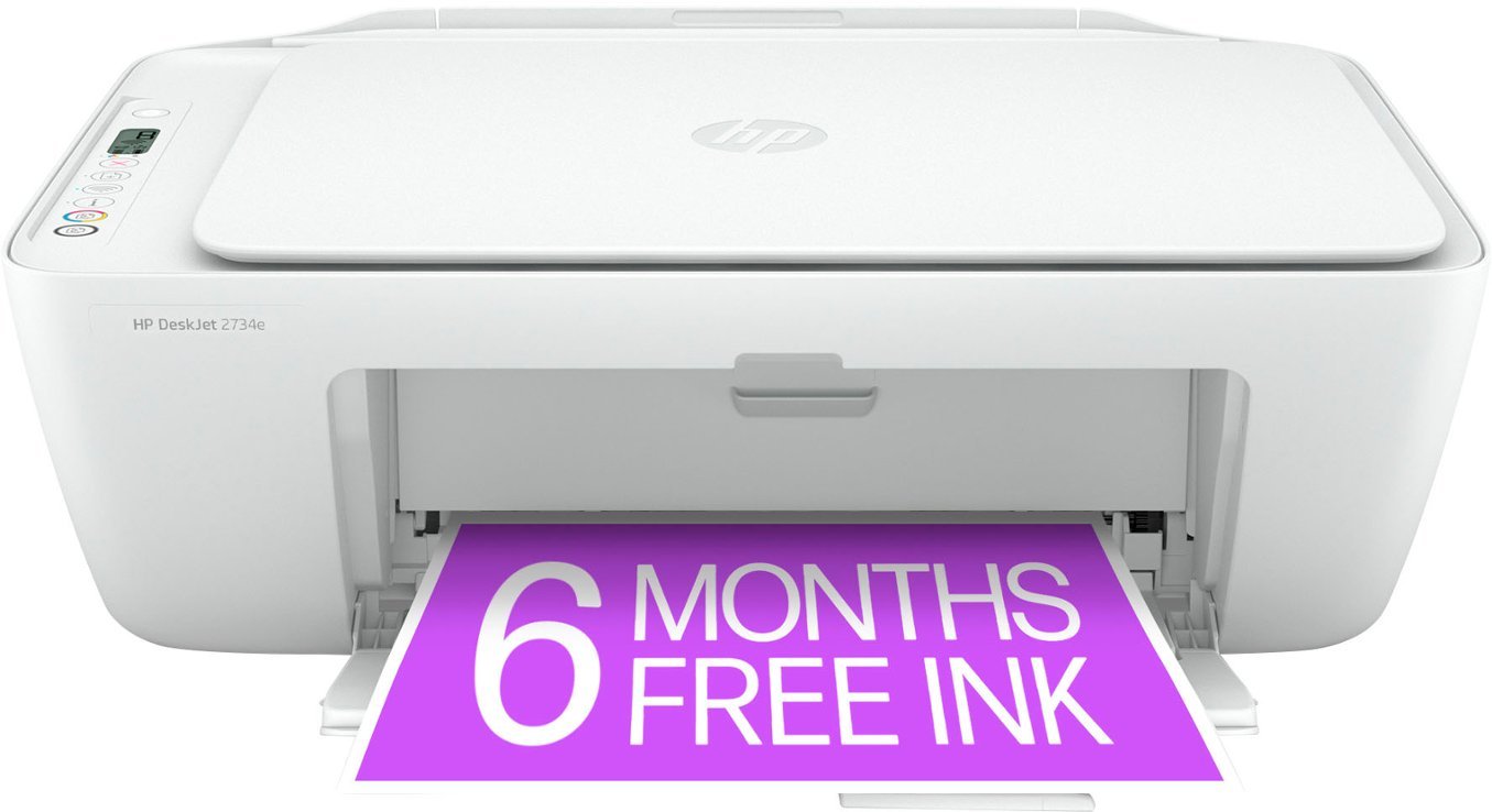 HP - DeskJet 2734e Wireless All-In-One Inkjet Printer with 6 months of Instant Ink included from HP+ - White