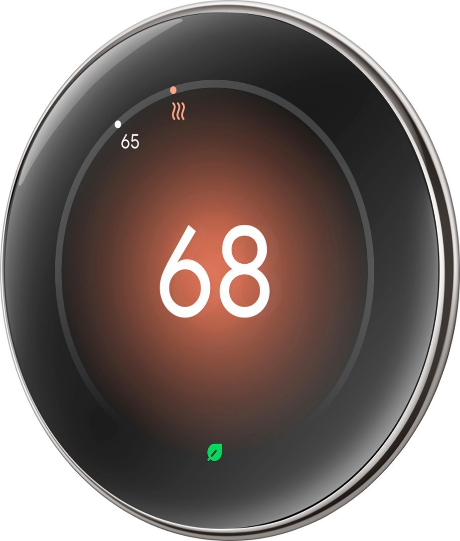 Google - Nest Learning Thermostat (4th gen) with Nest Temperature Sensor (2nd gen) - Polished Silver-Polished Silver