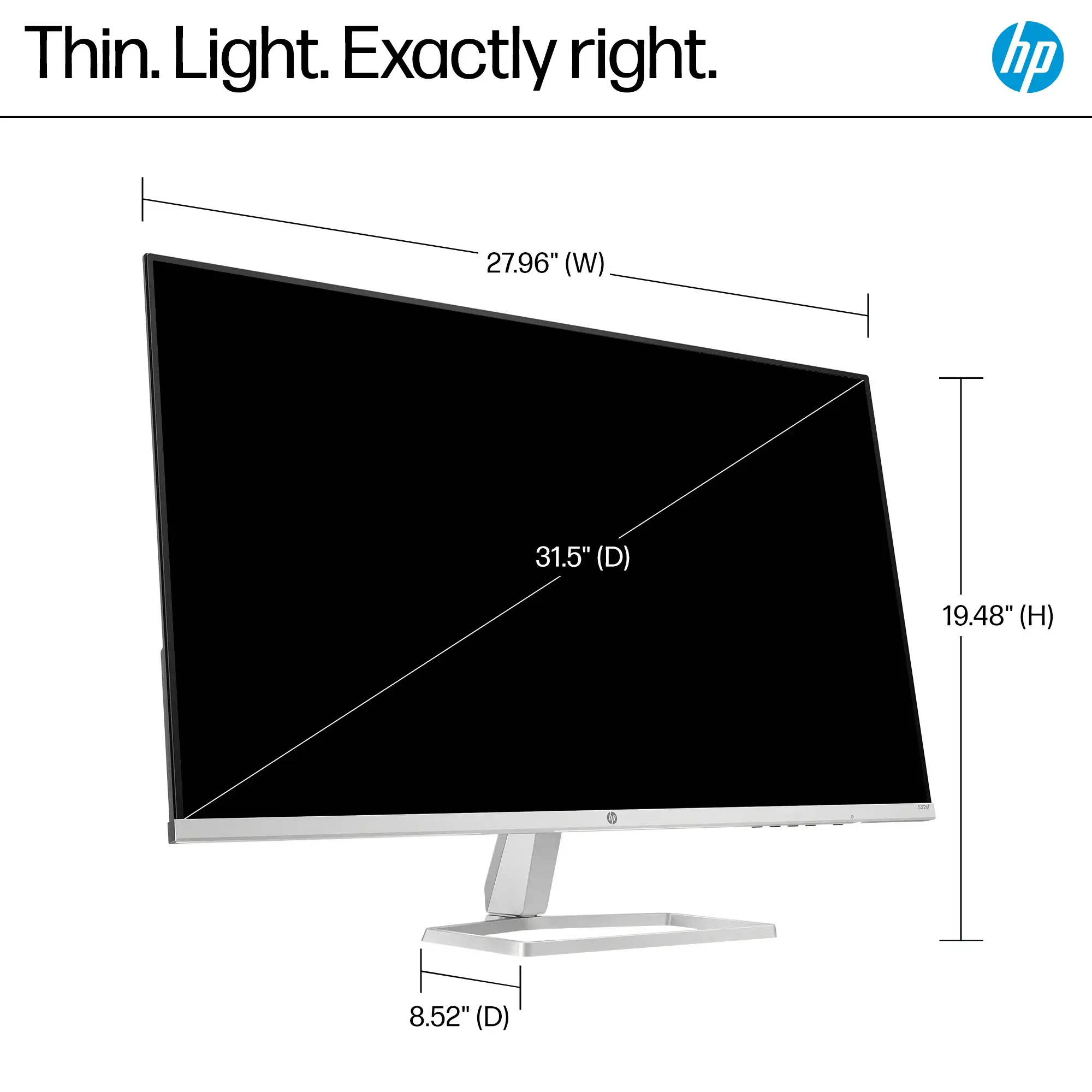 HP - 31.5" VA LED FHD 100Hz Monitor (HDMI, VGA) - Silver & Black-31.5 inches-Silver & Black