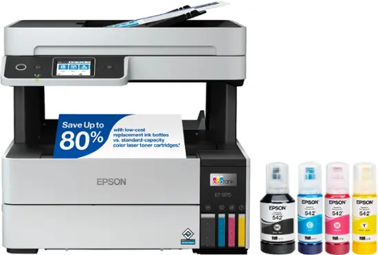 Epson - EcoTank Pro ET-5170 Wireless All-in-One Supertank Printer - Epson - EcoTank Pro ET-5170 Wireless All-in-One Supertank Printer - White-White