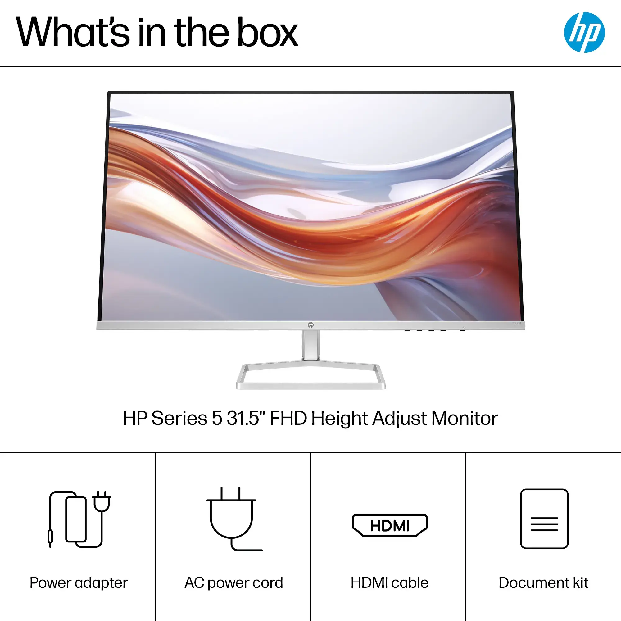 HP - 31.5" VA LED FHD 100Hz Monitor (HDMI, VGA) - Silver & Black-31.5 inches-Silver & Black