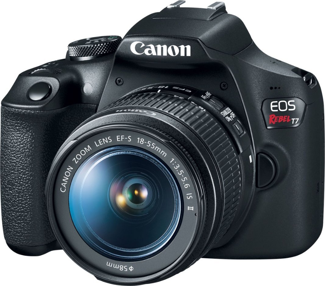 Canon - EOS Rebel T7 DSLR Video Camera with 18-55mm Lens - Black-Black