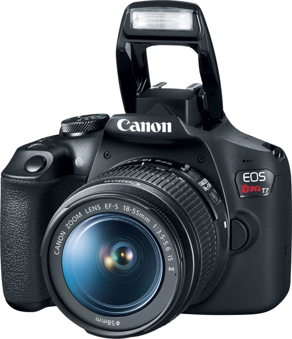 Canon - EOS Rebel T7 DSLR Video Camera with 18-55mm Lens - Black-Black