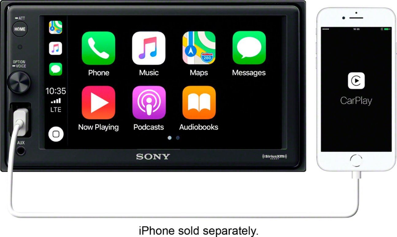 Sony - 6.2" - Apple® CarPlay™ - Built-in Bluetooth - In-Dash Digital Media Receiver - Black-Black