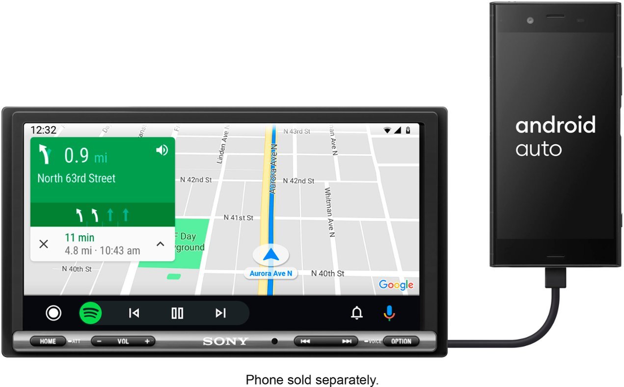 Sony - 6.95" Android Auto and Apple CarPlay Bluetooth Digital Media Receiver - Black-Black