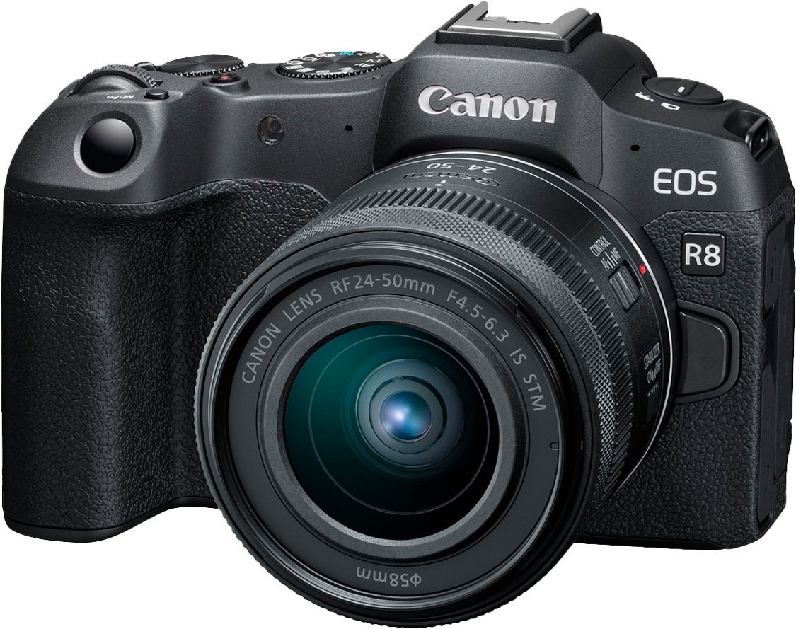 Canon - EOS R8 4K Video Mirrorless Camera with RF 24-50mm f/4.5-6.3 IS STM Lens - Black-Black