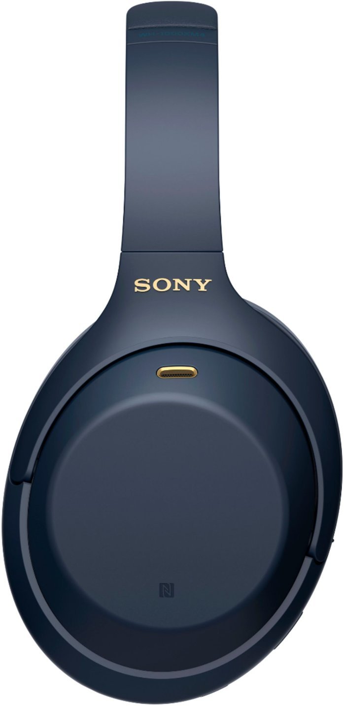 Sony - WH1000XM4 Wireless Noise-Cancelling Over-the-Ear Headphones - Midnight Blue-Midnight Blue