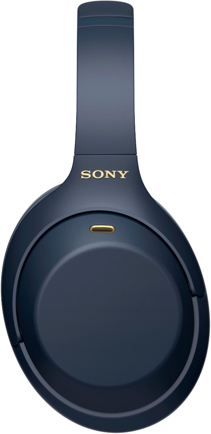 Sony - WH1000XM4 Wireless Noise-Cancelling Over-the-Ear Headphones - Midnight Blue-Midnight Blue