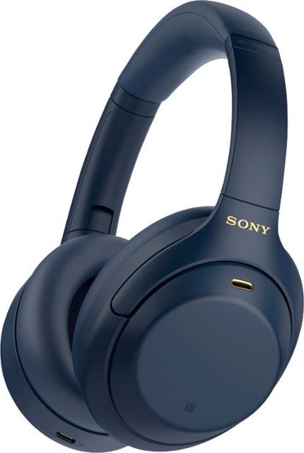 Sony - WH1000XM4 Wireless Noise-Cancelling Over-the-Ear Headphones - Midnight Blue-Midnight Blue
