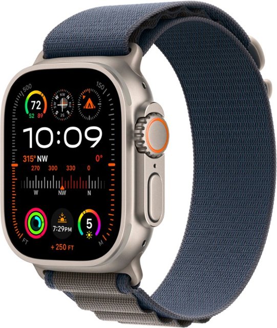 Apple Watch Ultra 2 (GPS + Cellular) 49mm Titanium Case with Blue Alpine Loop - Small - Titanium-Titanium - Alpine Loop - Blue