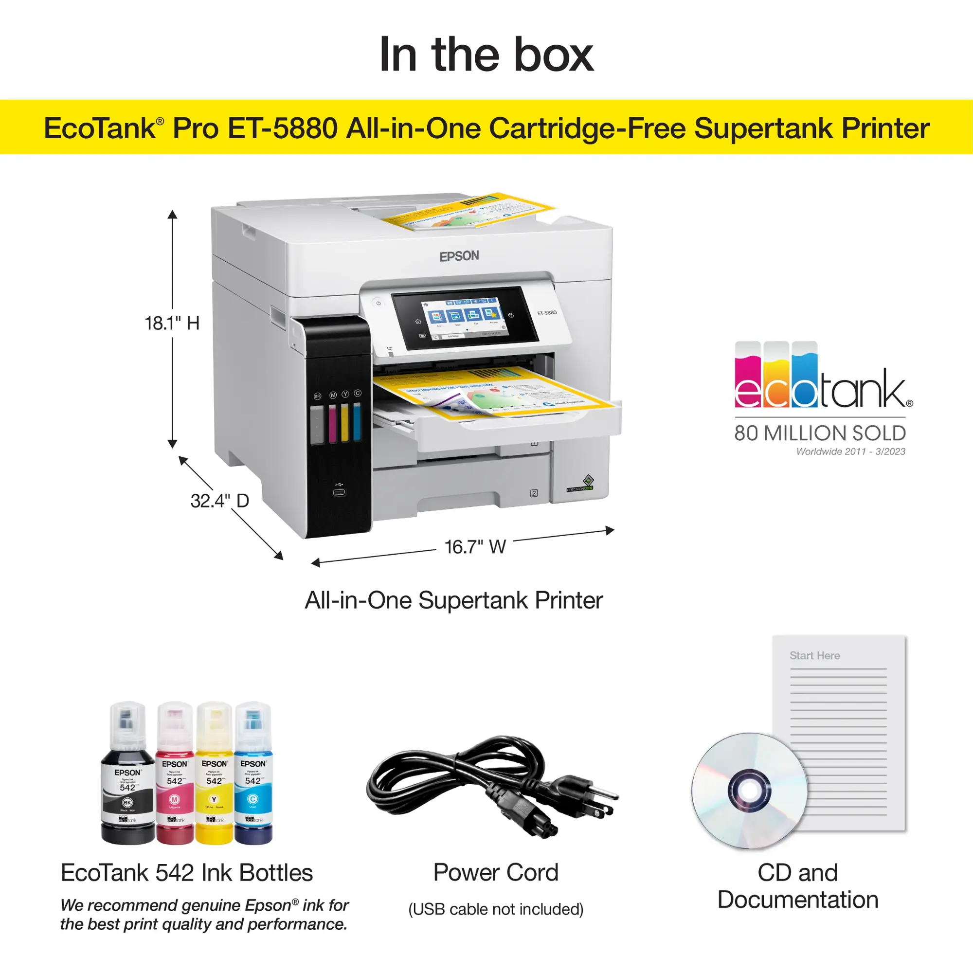 Epson - EcoTank Pro ET-5880 Wireless All-In-One Inkjet Printer with PCL Support - White-White